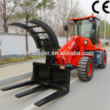 Farming wheel loader, small wheel loader with hay bale grapple for sale