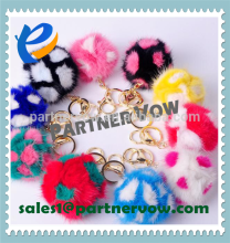 colours fluffy fur ball keychain