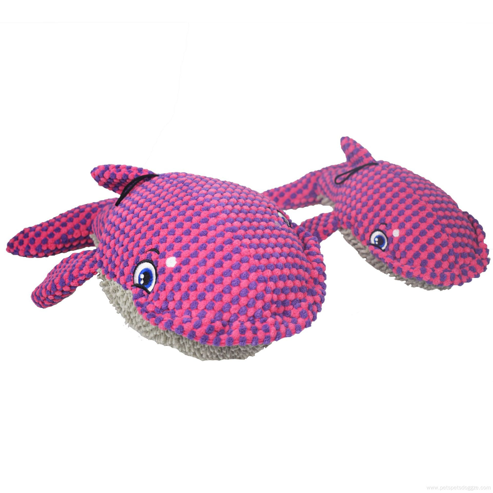 Interactive Two-color Whale Squeaky Plush Dog Toy