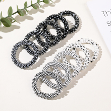 Black and White Spiral Elastic Hair Ties for Thick Hair