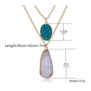 Double Layered Natural Crystal Points Waterdrop Necklace