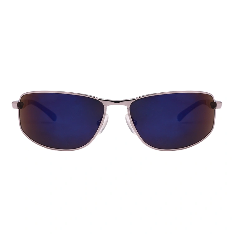 Men Style Urban Style Blue Mirror Metal Sunglasses