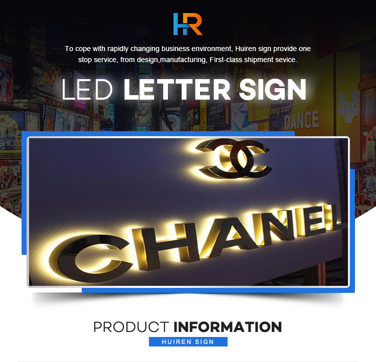 Stainless Steel Backlit Logo Sign LED Letter Light Business Signage