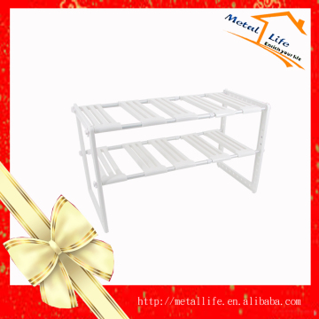 Expandable kitchen sink shelf and under sink shelf