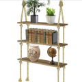 Home Decor Wooden Wall Hanging Shelf With Rope