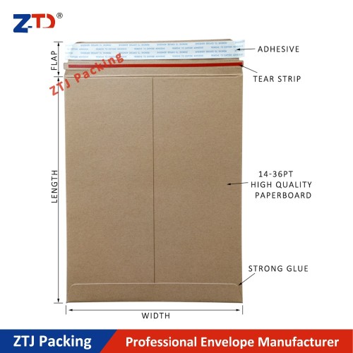 Hard card paper packaging mailers A4 Size Envelopes