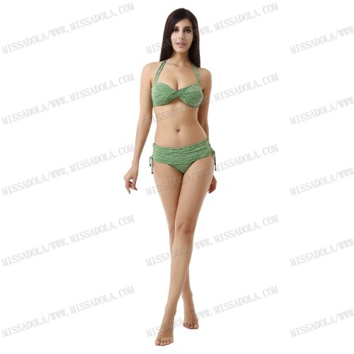 Miss Adola new green bikini with pearl girls swim wear ladies' twist bar (M100)