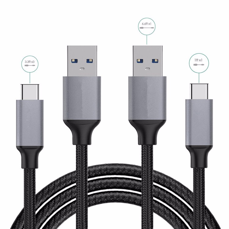 Durable nylon charging usb 3.0 type-c cable