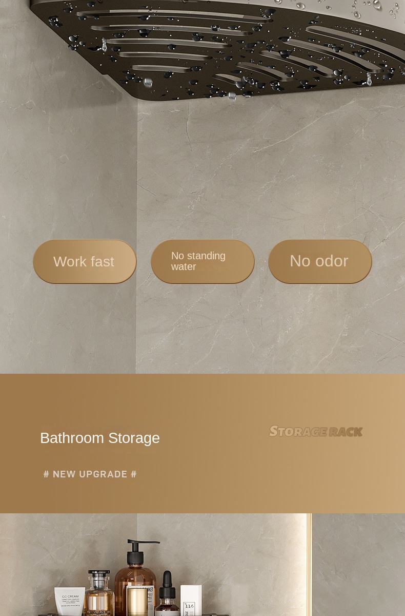 Duvara Monte Banyo Depolama Rafı Wall Mounted Bathroom Storage Rack