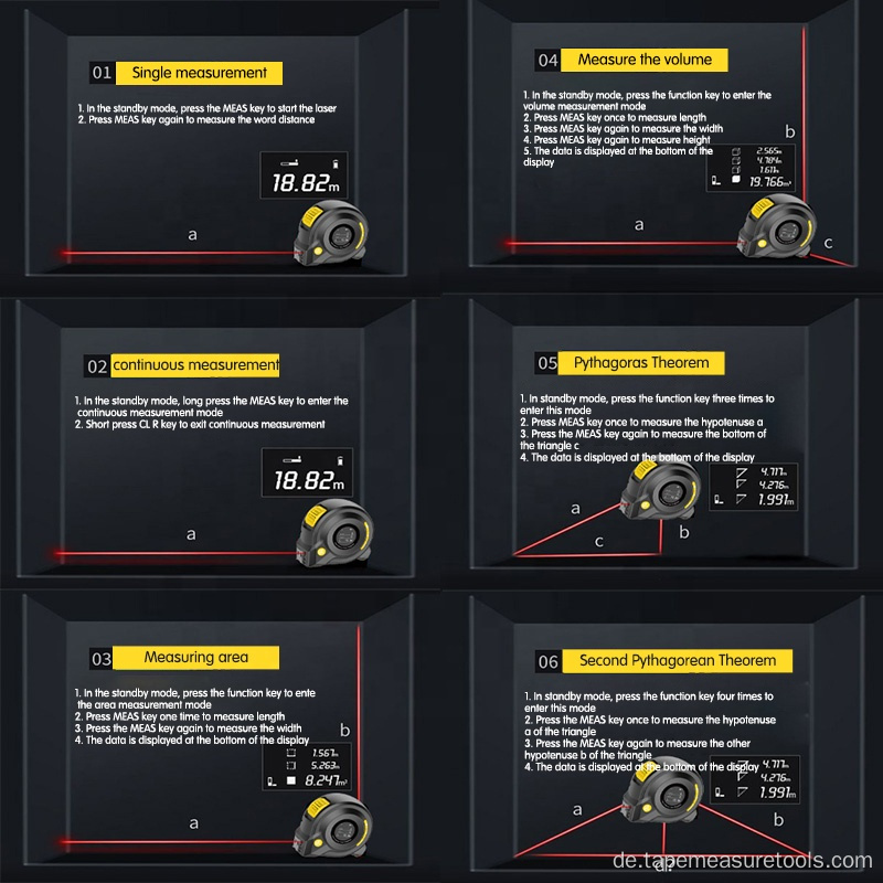 3 in 1 Laser-Distanzmaßband