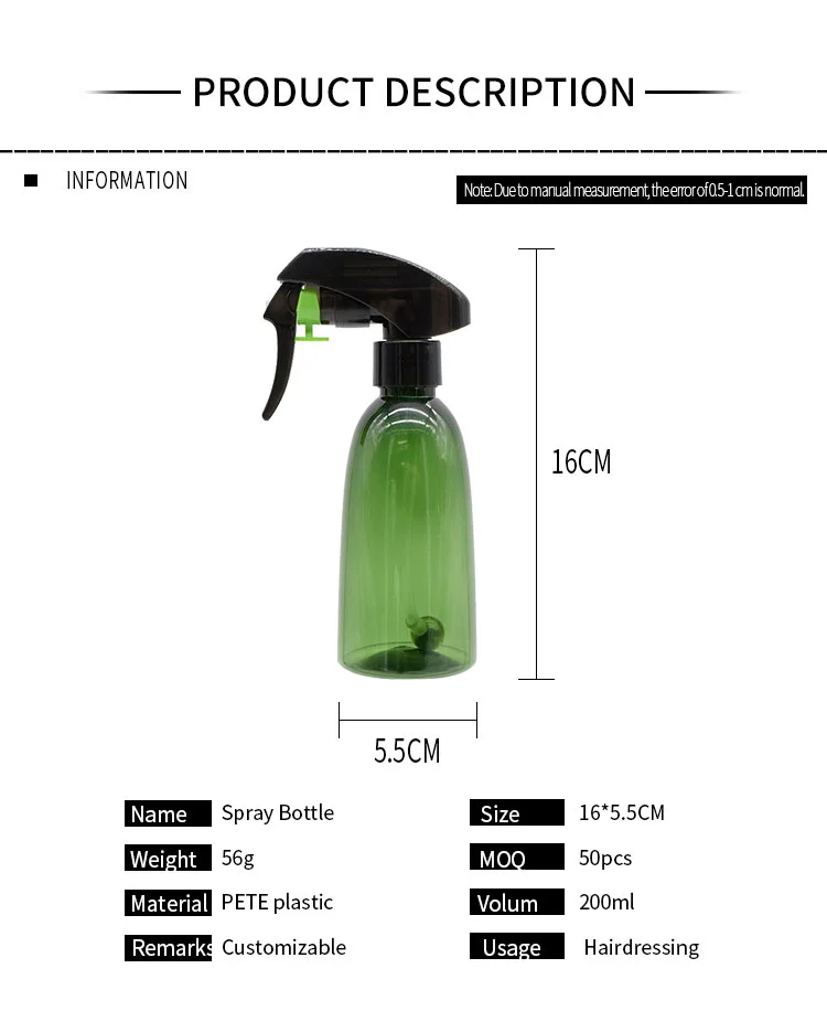 200ml 360 Degree Hair Spray Bottle Home Salon Portable Easy Use Plants Flowers Fine Mist ABS Hairdressing Tool Multifunctional