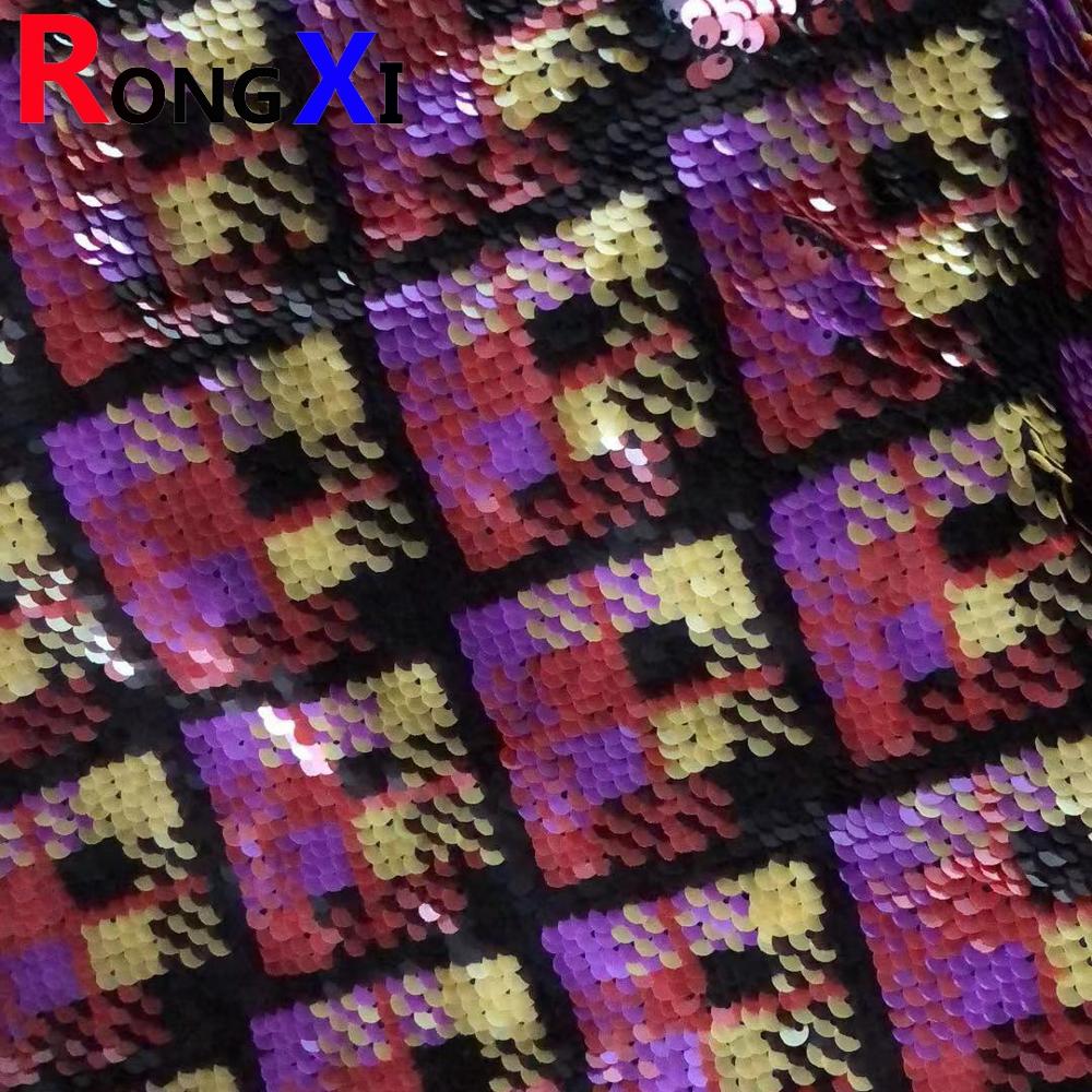 Tissu de tulle à paillettes réversible RXF0666 pour la vente en gros