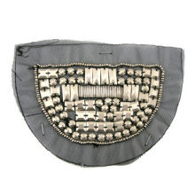 Bead Embroidered Motif with Silver-tone Plastic Bead/Glass Bead, Unique Design