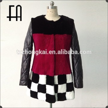Factory direct wholesale price korean style rabbit fur coat /rex rabbit fur coat