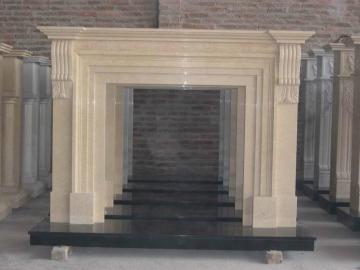 Sculpture Carved Natural Stone Fireplace