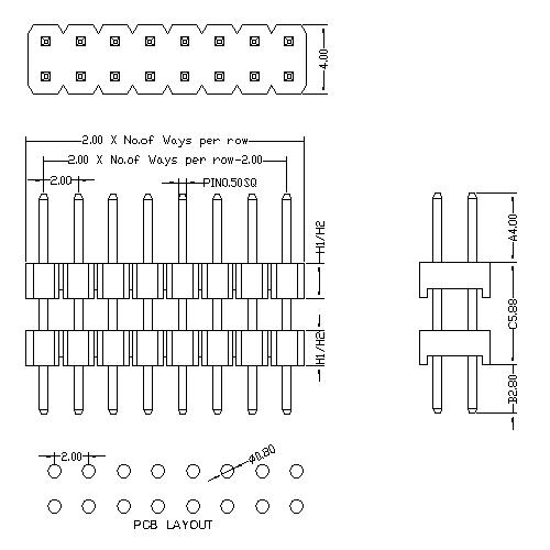 2.0 mm Pin Header Dual Row Double Plastic Straight Type