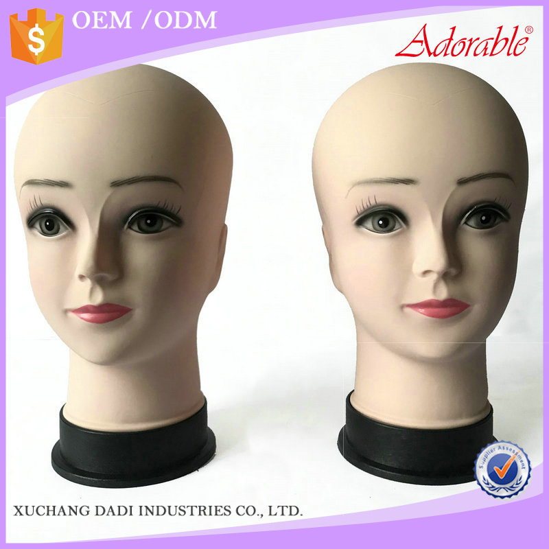 cheap factory female wig display mannequin head bald wig without hair,training head for white women has make up