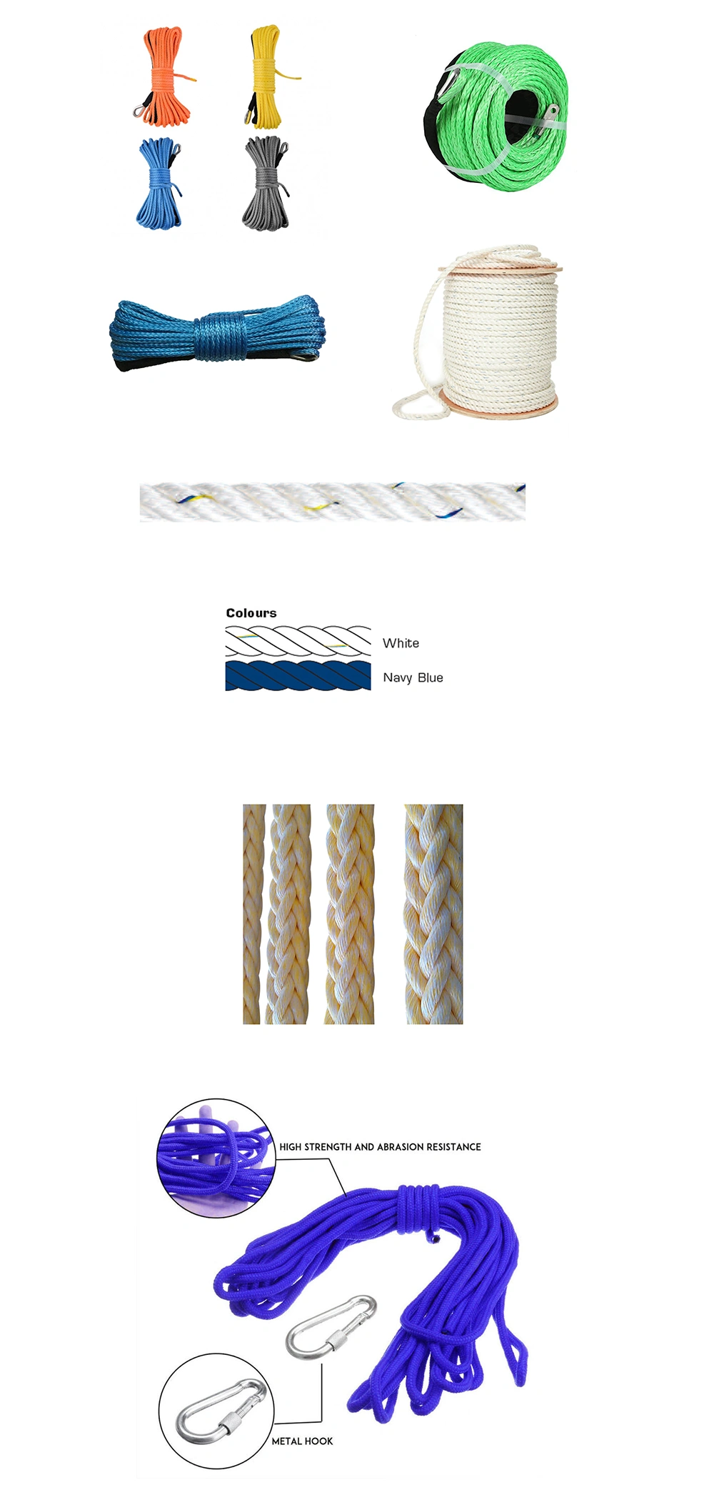 Factory Hot Sale Polyester Nylon Rope Witn Strong UV Resistance