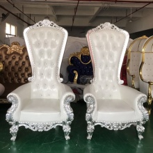 Silver White Throne Chair with White PU Leather