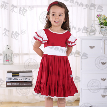 2017 flutter sleeve girls boutique Christmas dress