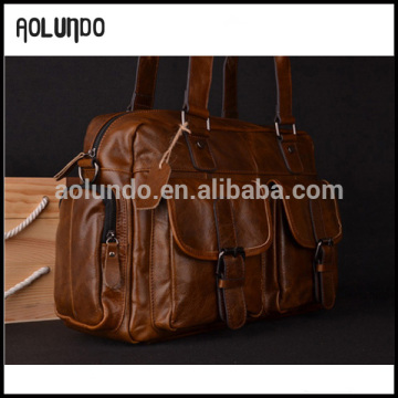 Popular Brown Genuine Leather Men Handbag