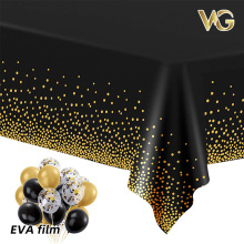 Disposable black gold plastic tablecloth