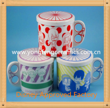 YF18044 elegant ceramic coffee cup with cover