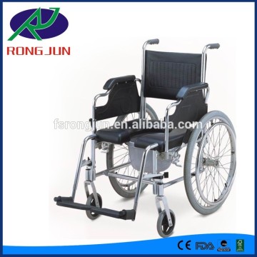 folding commode chair with wheels commode wheelchair with PU commode seat RJ-C633