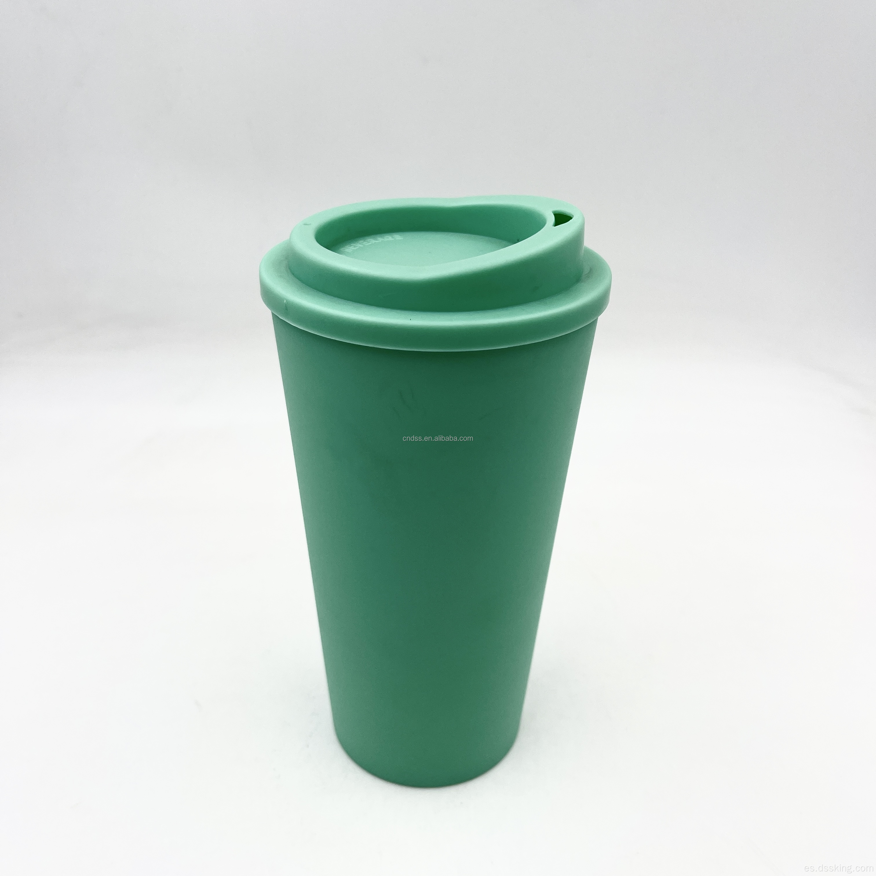 Taza de viaje PP de doble pared 16 oz 500 ml de copas de plástico taza de café reutilizable con tapas