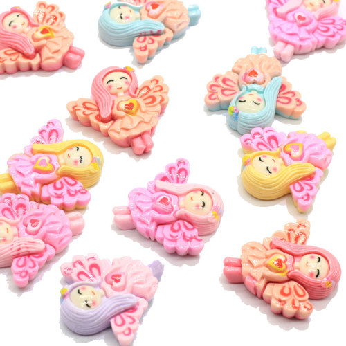 Ziemlich neueste 2020 neuartige Harzperlen flacher Rücken Flügel Mädchen Körper Cartoon-Stil Kawaii Beliebte Cabochons für Craft Decor Aufkleber