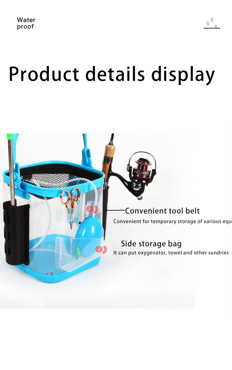 Live Fishing Bait Bucket Portable  Multi-Functional Container of Fetch Water