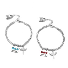 Yiwu Aceon Stainless Steel Chain Linked Bead Jewelry with Personalized Turquoise Dragonfly Charm Bracelet
