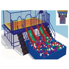 Kids Rectangular Trampoline with Enclosures, Slide, and Ball Pools