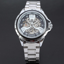 winner classical mechanical watch with visible mechanism