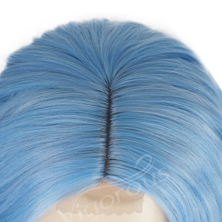 Natural Vendors Fiber Good Quality Cheap For Women Blue High Temperature Water Wave Synthetic Wigs Lace Front