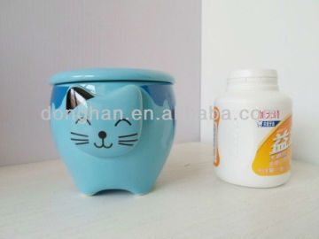 little blue cat coffee cup with lid