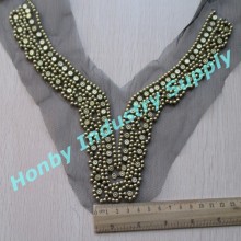 Antique Bronze Beaded Dress Neckline Trims