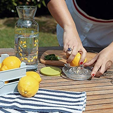 Citrus Orange Lemon Squeezer, manual manual juicer, with glass and handle, pour spout, heavyweight glass to prevent breaking