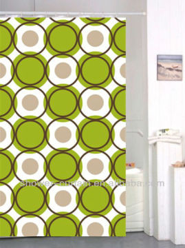 green beige color dots polyester peva shower curtains