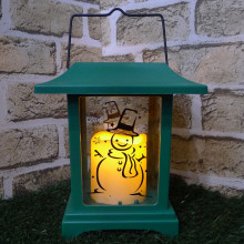 Christmas Green Snowman Direction Lantern