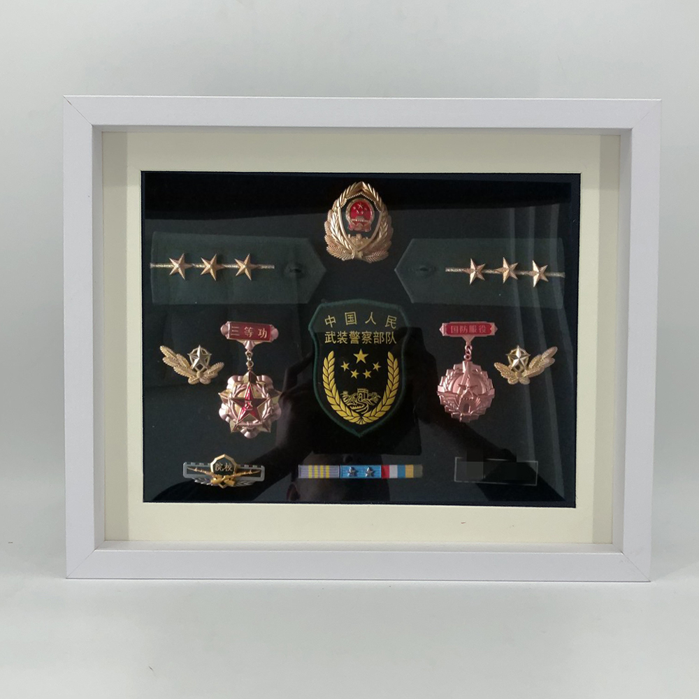 Hot selling cheaper custom 15" 20" white MDF medal shadow box frame memorial honors