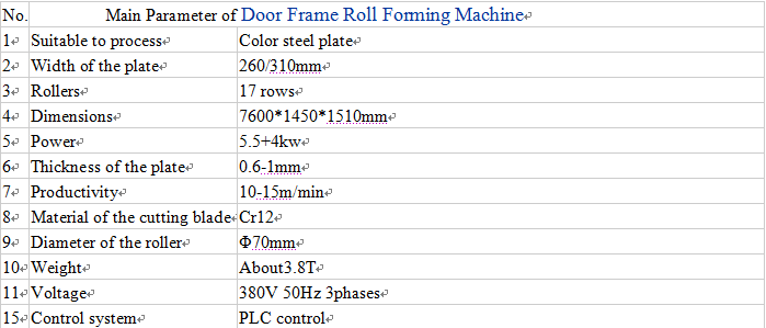 Door Frame Roll Forming Machine 