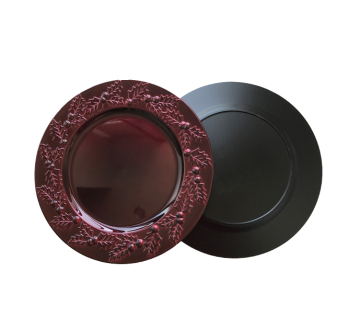 Burgundy Holly Plastic Charger Plate