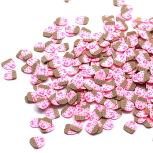 5 * 7mm Pink Cartoon Cup Cake Clay Slice Simulated Food Sprinkles DIY Accessories