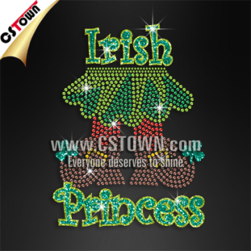 Rhinestone Irish princess iron on crown princess bling custom transfer