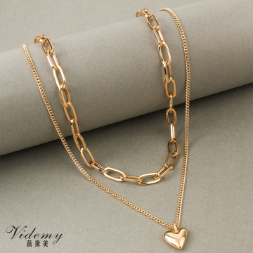 Elegant Three-Dimensional Love Pendant Simple Necklace