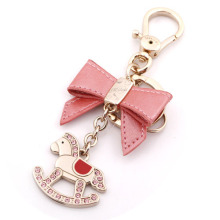 Horse Key Chains with PU Bowknot and Diamond
