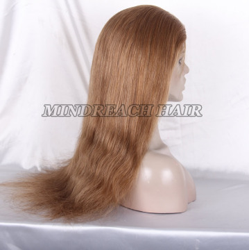 Full lace wig 20inches #7 color Brazilian hair lace wig natural straight mono wig
