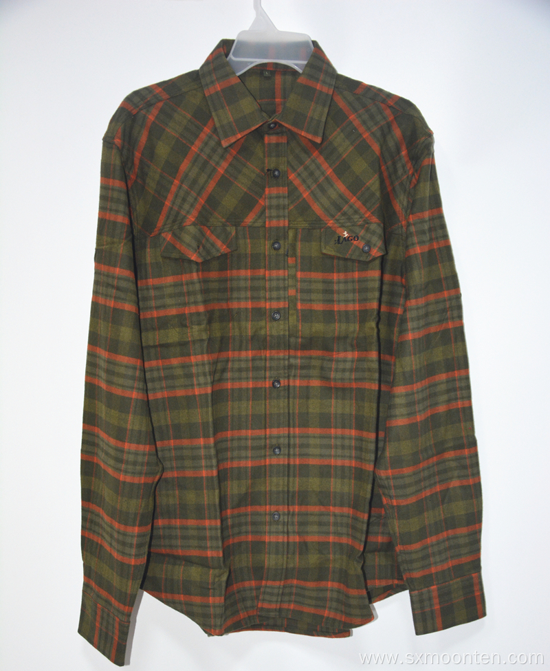 Casual Grid Flannel Cotton Long Sleeve Men's Shirt