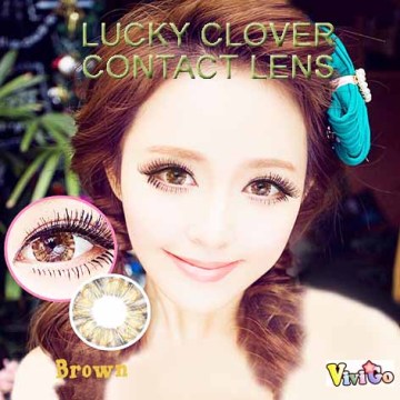 high quality cosmetic soft color contact lenses LUCKY CLOVER brown